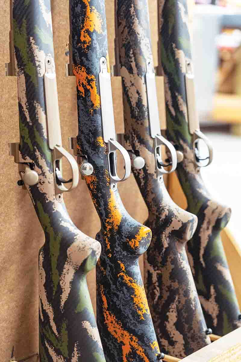 A rack of Ovis models from the new Revenant Rifles in Athens, Tennessee.